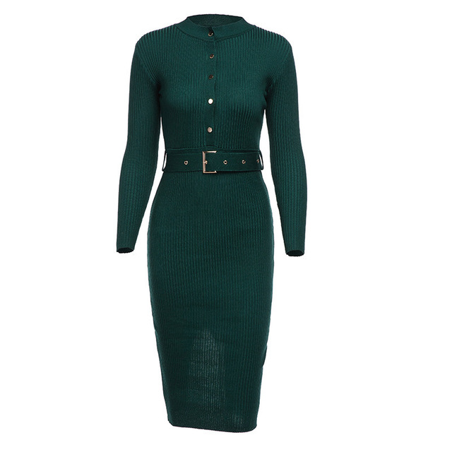 ZAGO Women's Classic Knit Dress – Long Sleeve with Round Neck