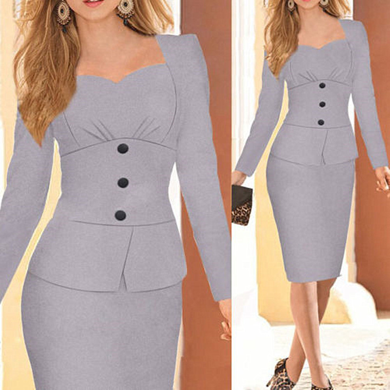 European and American Long-Sleeve Dress with Square Neckline, Front Button Row, and Ruffled Design