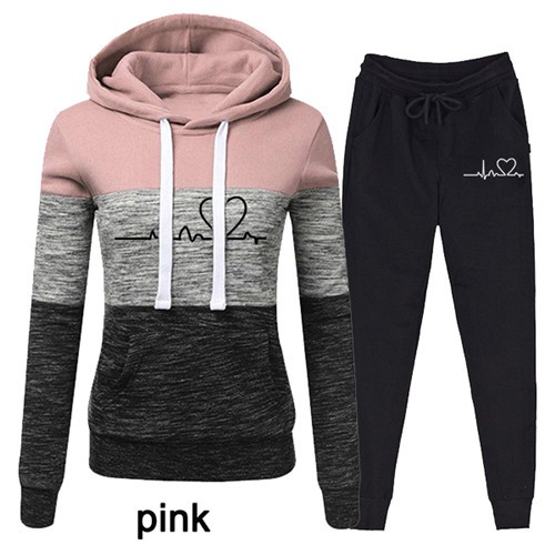 Women's Casual Tracksuit Two-Piece Set with Hoodie