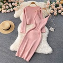 Vintage Two-Piece Set – Cropped Top with Sling V-Neck Dress