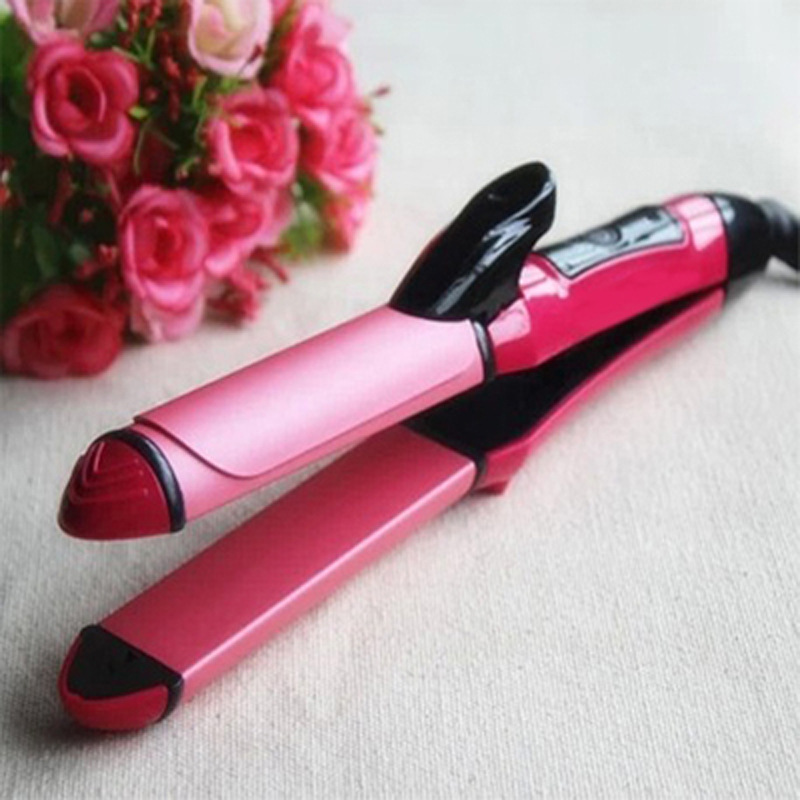 Dual-Use Ceramic Hair Straightener and Curler – Small Round Plate Design