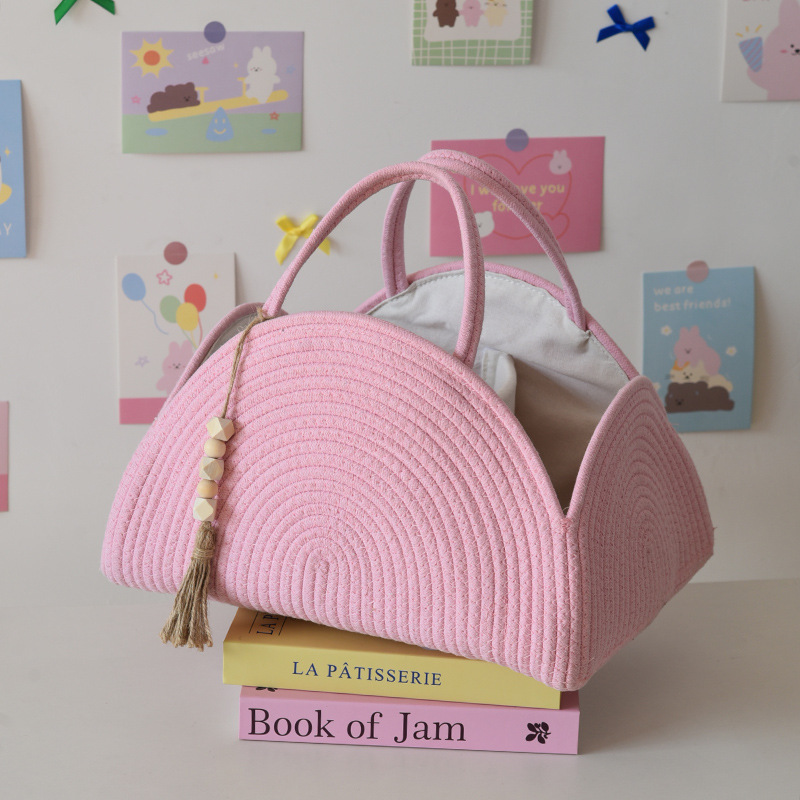 Portable Woven Storage Basket – Simple Baby Diaper Organizer