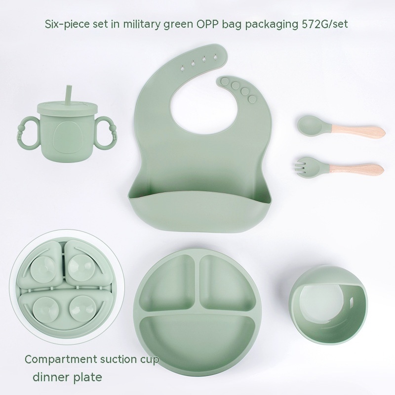 Six-Piece Baby Tableware Set – Includes Spork, Bib, and Cup
