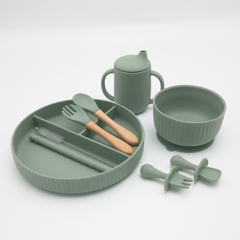 Striped Silicone Suction Tableware Set