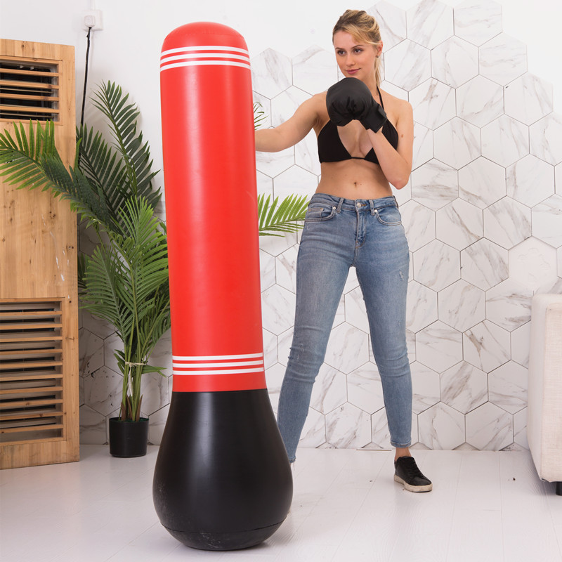 Inflatable boxing column and sandbag for training and fitness