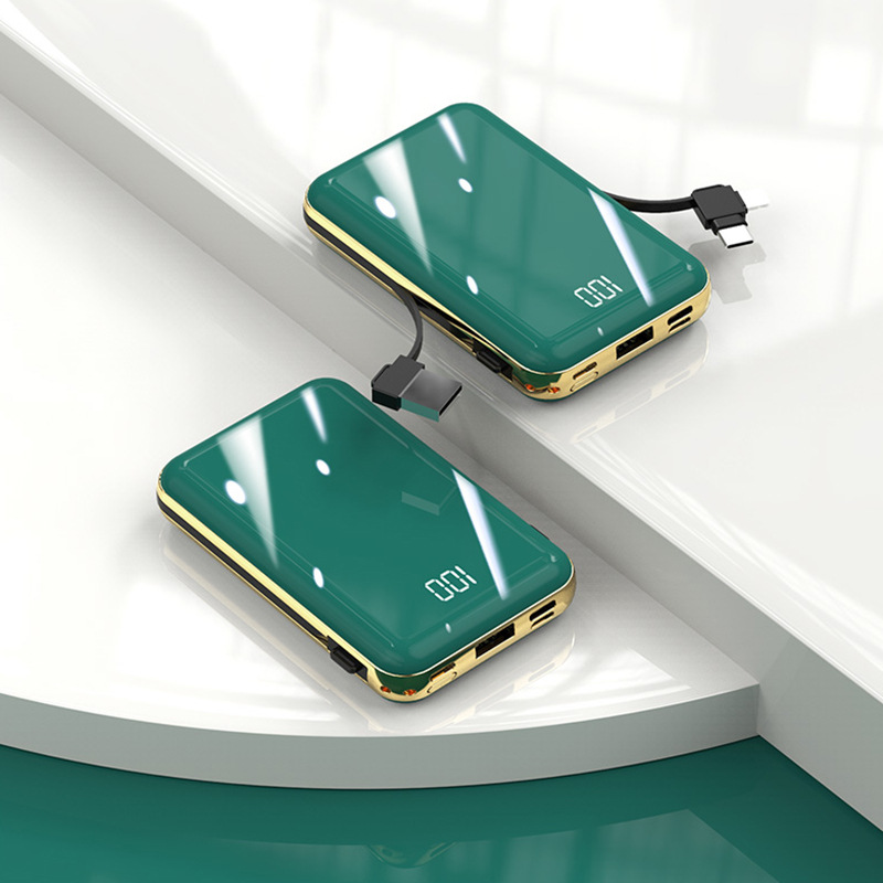 High-Capacity Mobile Power Bank with Built-in Cable