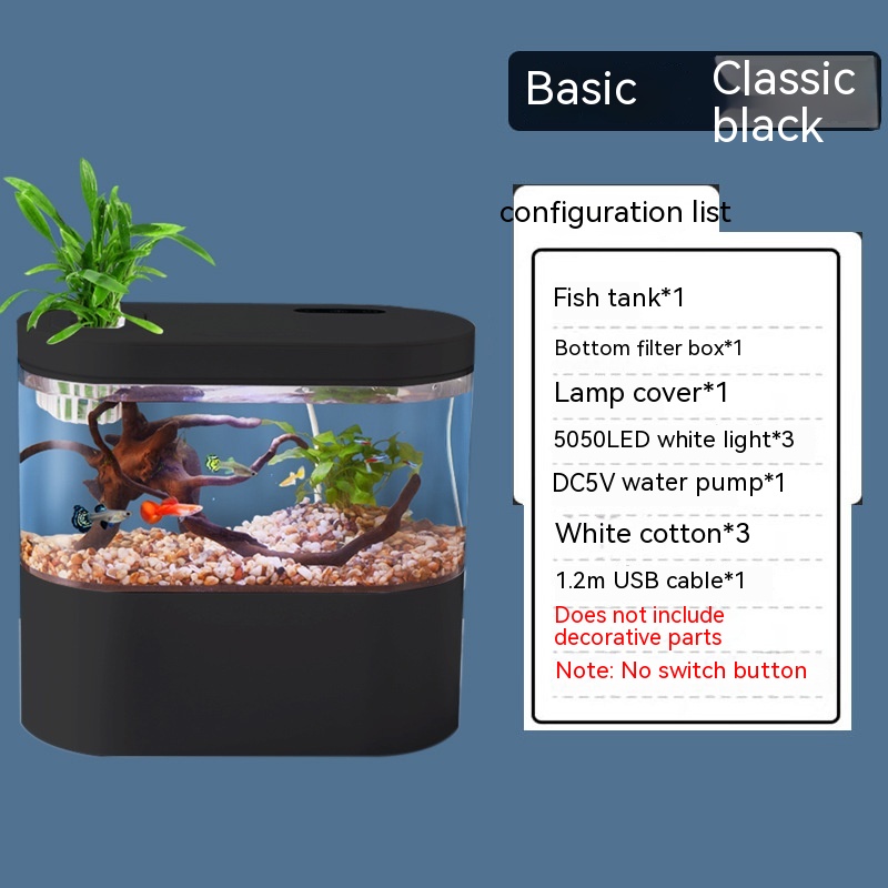 Mini Desktop Ecological Aquarium with Self-Circulating Water System