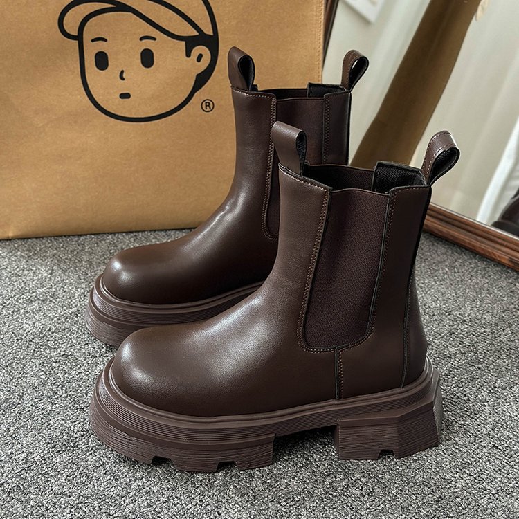 Girls’ High-Leg Warm Leather Boots