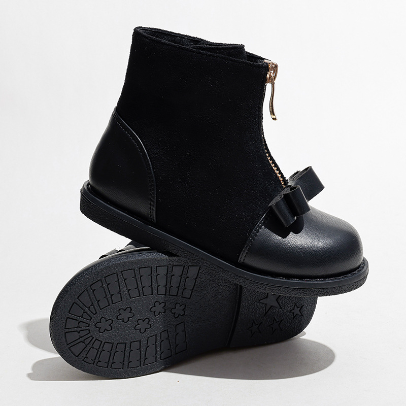 Girls' Martin Boots with a High Shaft and Side Zipper – Elegant British Style