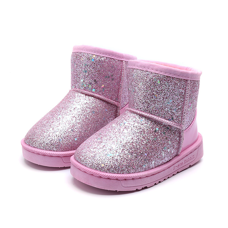 Children’s snow boots with sparkling sequin design