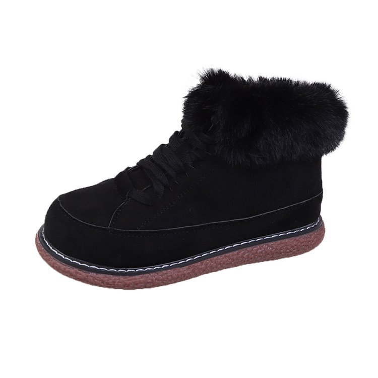 Warm winter boots with a front lace-up design, round toe, and anti-slip sole