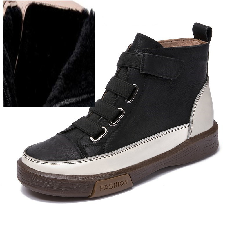 Women's Martin boots, British style, available in fur-lined and non-fur options