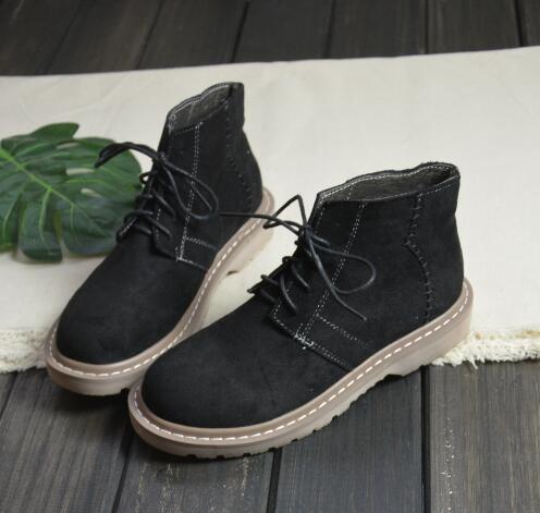 Comfortable suede ankle boots for women, featuring a lace-up design and a rounded toe.