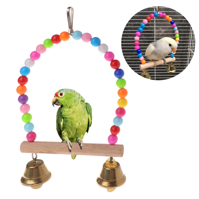 Bird swing equipped with a climbing ladder and a beak-grinding perch for cages