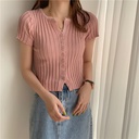 High-waist slim-fit knitted crop top
