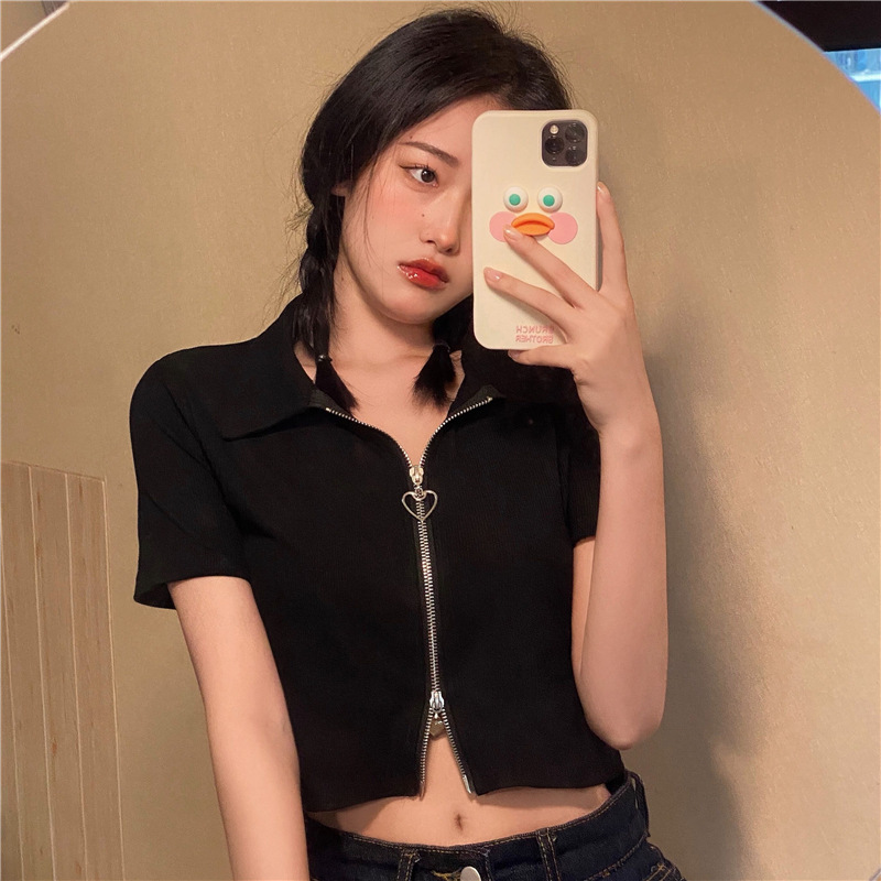 Heart Zipper Crop Top