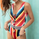 Printed swimsuit with drawstring & lace-up