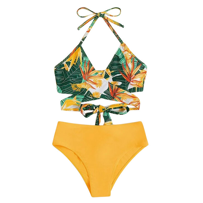 Vest-style bikini set with a backless design