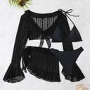 Women’s 4-Piece Swimsuit Set with Lace Cardigan