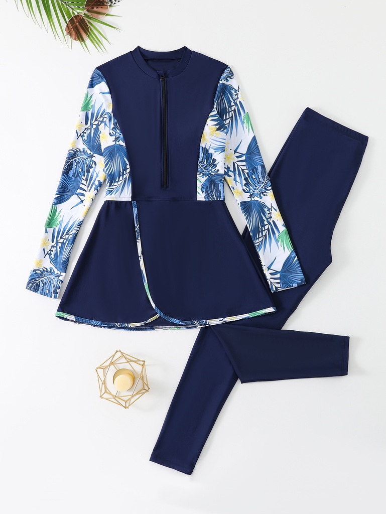 Two-Piece Beach Swimwear with Long Sleeves