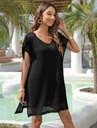 Beach Cover-Up with V-Neck, Hollow Design & Loose Fit