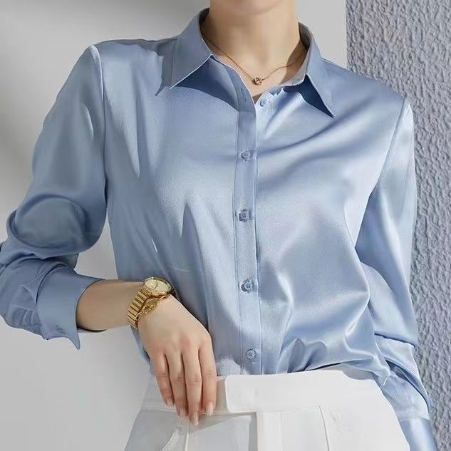 Satin Real Silk Shirt Elegant High-end