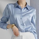 Satin Real Silk Shirt Elegant High-end
