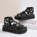 Hollow-out Belt Buckle Platform Pig Cage Sandals Women's Foreign Trade Roman Shoes