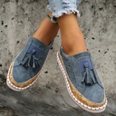 Tassel Shoes Women's Color Matching Round Toe Flats