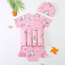 Children's Buoyancy Swimsuit Cartoon Animal Short Sleeve