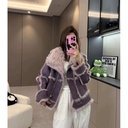Women's Young Lamb Wool Short Stitching Coat