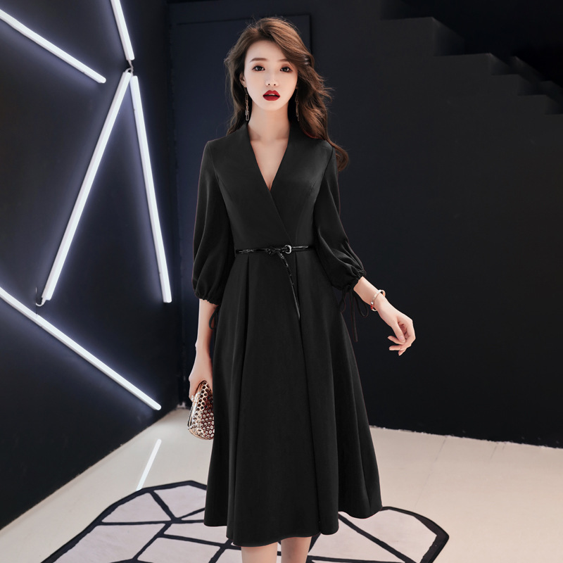 Long Sleeve Marriage Engagement Thank You Red Evening Dress