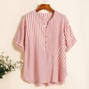 Elegant Plus-Size Women's Shirt Blouse Made from a Cotton-Linen Blend, Featuring a Stylish Design and a V-Neckline 