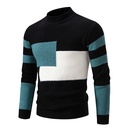 Men's Half-high Collar Contrast Color Pullover Knitwear Korean Youth Fashion Casual Top