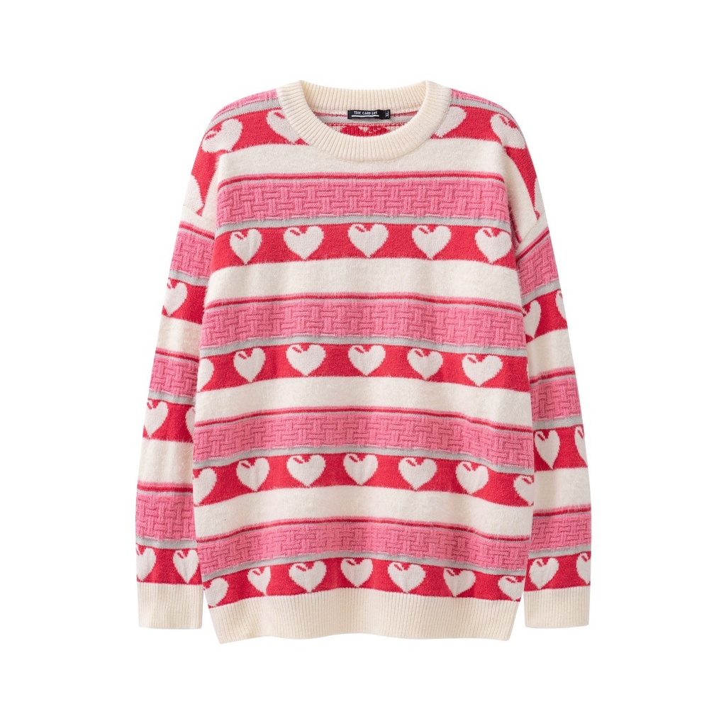 American Retro Contrast Color Knitted Sweater