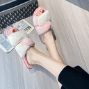 Women's Fashion Colorblock Simple Fluffy Slippers