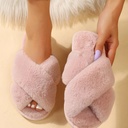 Women's Autumn And Winter Flat Home Indoor Floor Wool Plush Cotton Slippers