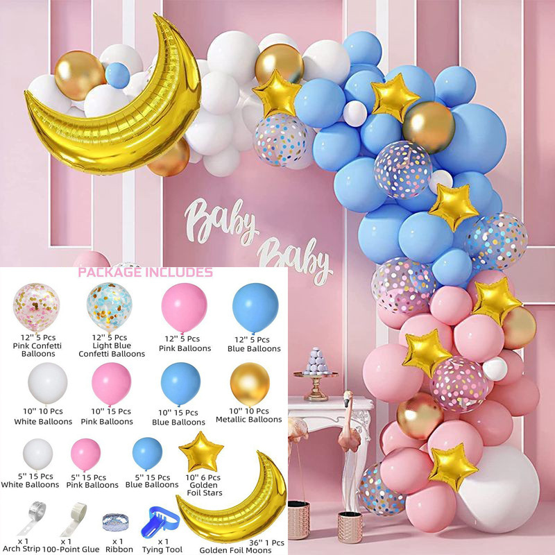 An elegant balloon set for celebrating the arrival of a newborn and birthdays, adding a touch of luxury and joy to special moments, making them even more memorable 