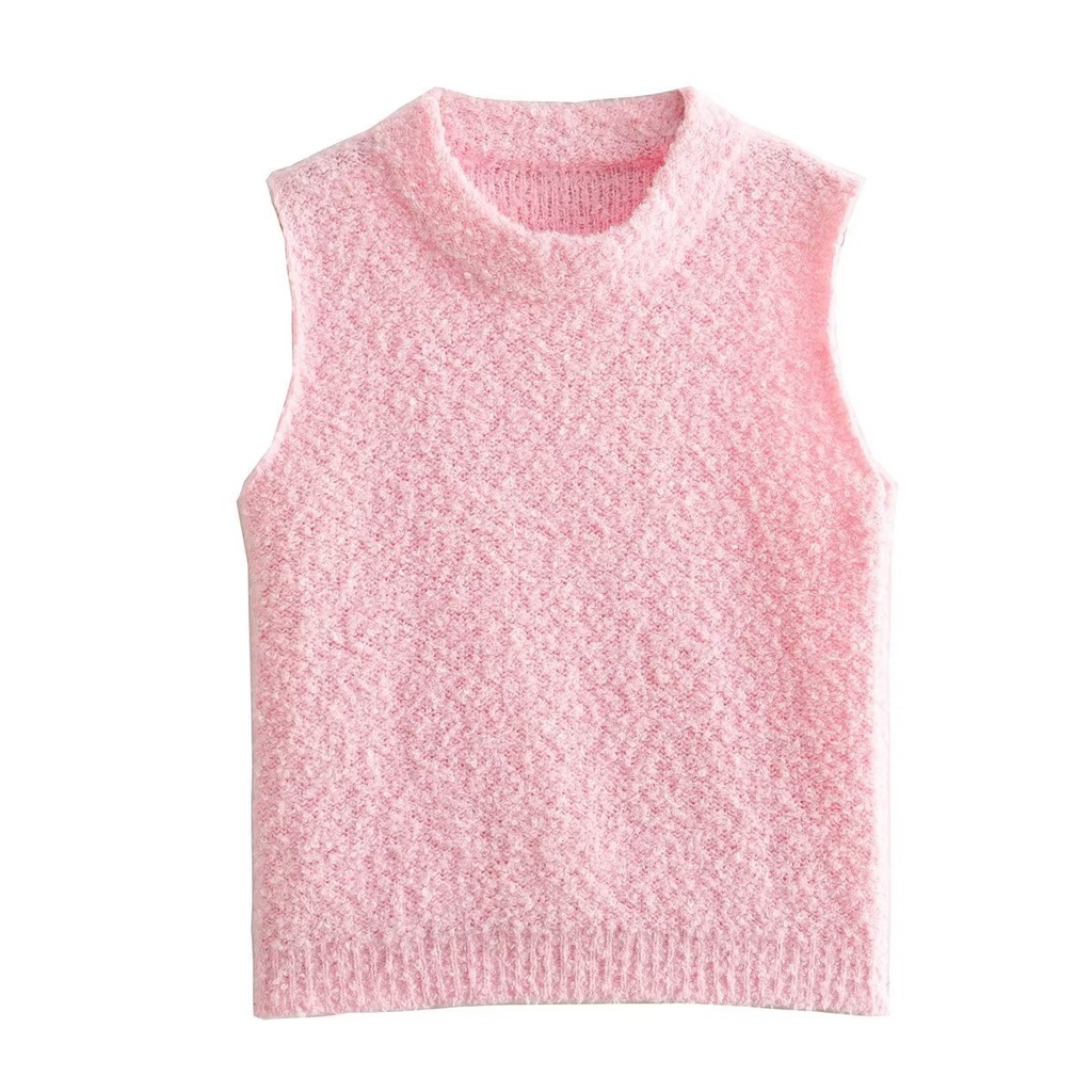 All-match Round Neck Sleeveless Knit Vest Vest For Women