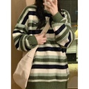 Long Sleeve Pullover Round Neck Men's Casual Striped Loose Sweater