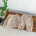 A two-piece pajama set with a modern waffle pattern design 