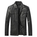 Men's Motorcycle Leather Jacket Slim Lapel Casual Leather Jacket