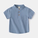 Stylish short-sleeve kids' shirt with a V-neck collar for a modern and comfortable look