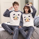 Couple Coral Velvet Pajamas Autumn And Winter Fleece-lined Thickened Cartoon Loose And Warm