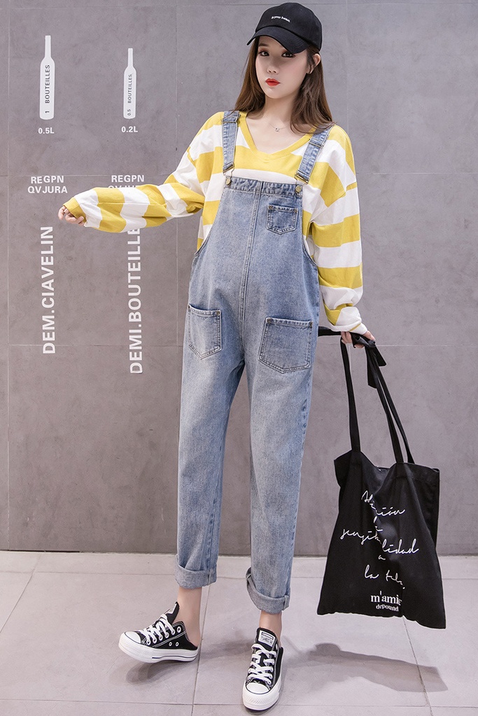 Large Size Maternity Denim Overalls Fashion Casual Versatile Pants