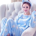 Coral Velvet Pajamas Women's Autumn And Winter Korean Style Sweet Cute Princess Style Home Wear Flannel Thickened Warm Suit