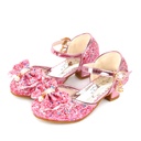 Four Seasons Children's Shoes Girls High Heel Shoes Little Princess Performance Leather Shoes Silver Children Pumps Middle And Big Children Catwalk Crystal Shoes