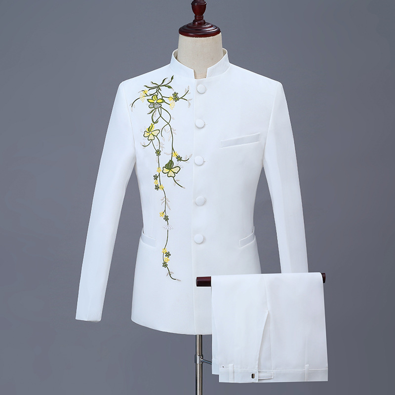 Men's Chorus Tunic Gold Embroidered Stand Collar