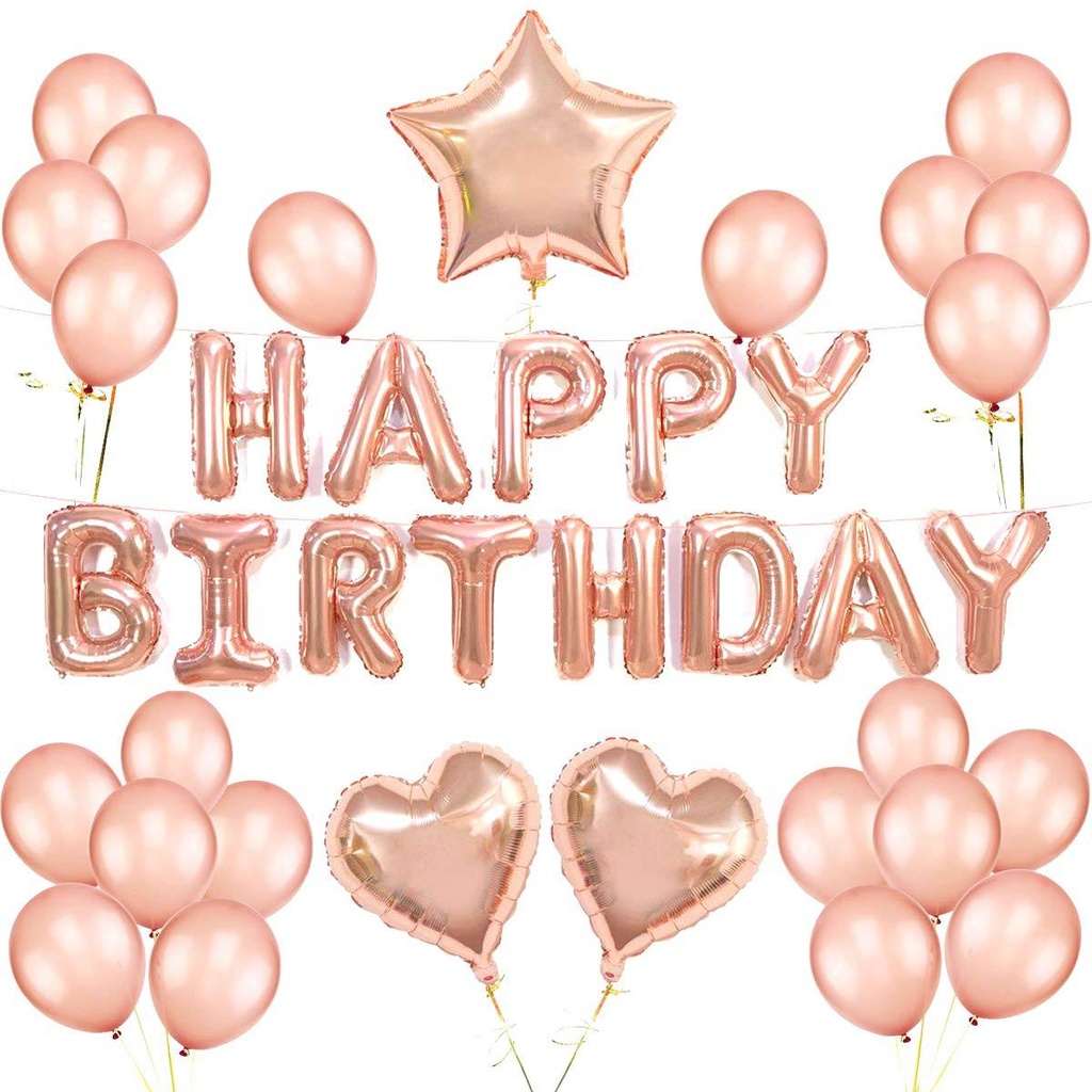 Birthday Letter Balloon Set 16 Inch Rose Gold Happy Birthday Balloons 