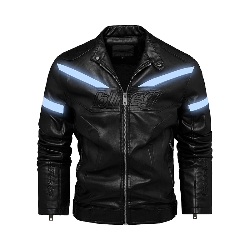 Fur-lined motorcycle leather jacket
